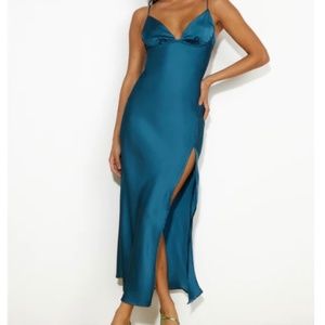 Hello Molly Seen At The Ball Satin Midi Dress Blue in Medium